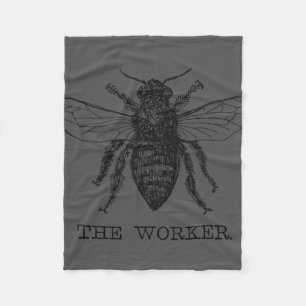 Bee Worker Honey Black Bumblebee Fleece Blanket