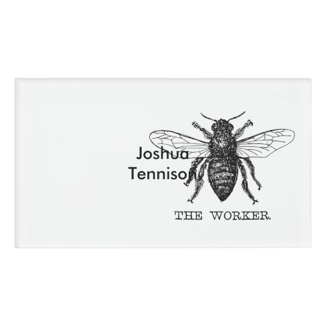 Bee Worker Honey Black Bumblebee Name Tag (Front)