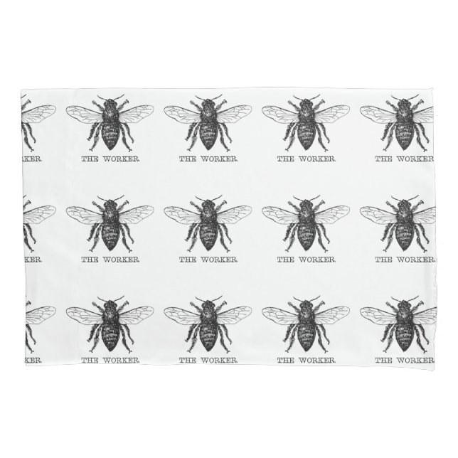 Bee Worker Honey Black Bumblebee Pillowcase (Front)