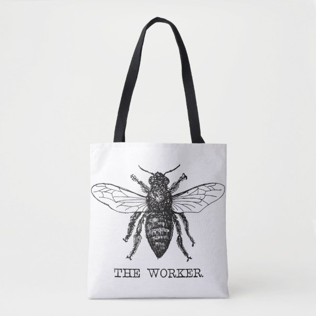 Bee Worker Honey Black Bumblebee Tote Bag (Front)