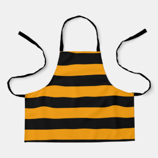 Bee Yellow and Black Striped All-Over Print Apron