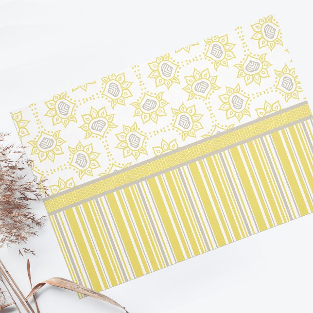 Bee Yellow and Grey Geometric Custom Tissue Paper (Creator Uploaded)