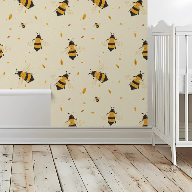 Bee Yellow Bumblebee Child's Room Nursery Wallpaper (Creator Uploaded)