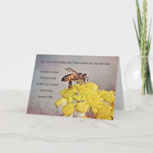 Bee Yellow Flowers Scripture Card Jeremiah 29:11