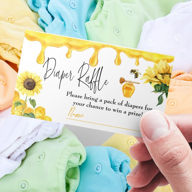 Bee Yellow Honey Baby Shower Diaper Raffle Game Business Card (Creator Uploaded)