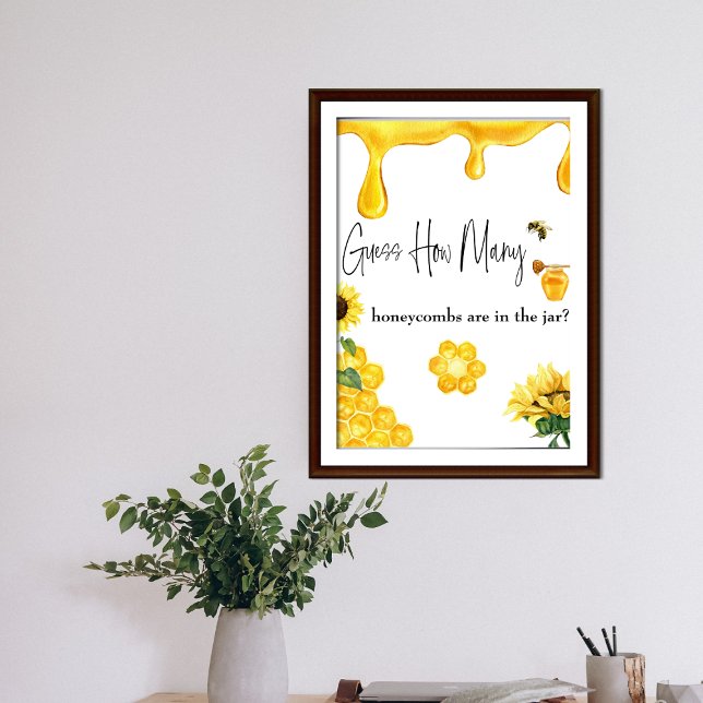 Bee Yellow Honey Guess How Many Baby Shower Game Poster (Creator Uploaded)