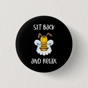 Bee Yoga Sit Back And Relax 3 Cm Round Badge