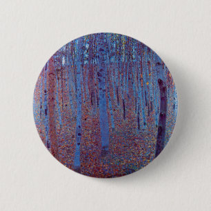 Beech Forest by Gustav Klimt, Vintage Art Nouveau 6 Cm Round Badge