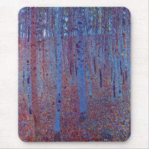Beech Forest by Gustav Klimt, Vintage Art Nouveau Mouse Pad