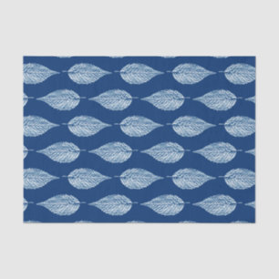 Beech Leaf Chalk Print, Cobalt Blue and White Tissue Paper