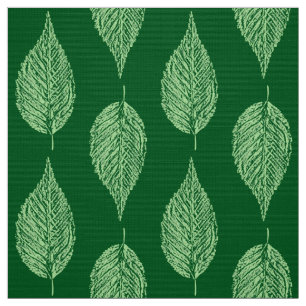 Beech Leaf Chalk Print, Deep Emerald Green Fabric