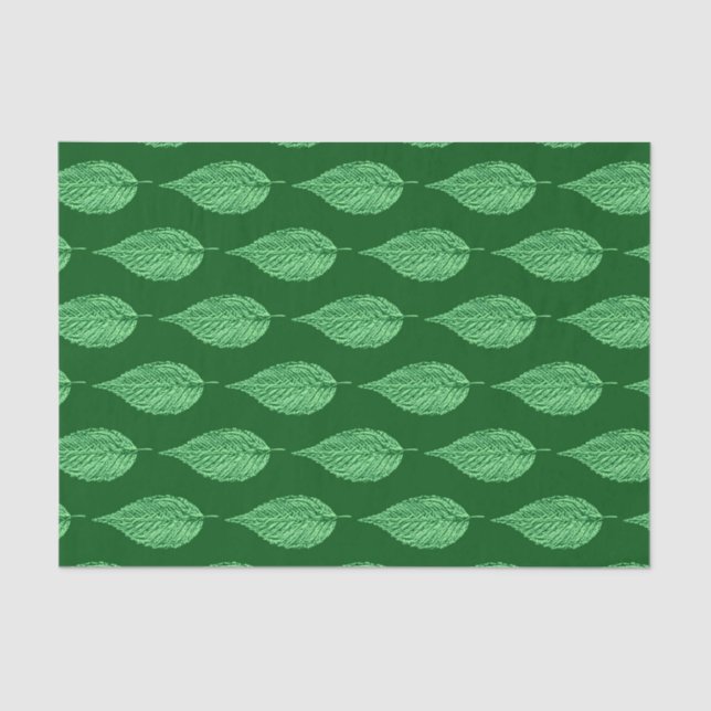 Beech Leaf Chalk Print, Deep Emerald Green Tissue Paper (Front)
