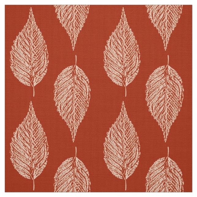 Beech Leaf Chalk Print, Mandarin Orange Fabric (Swatch)