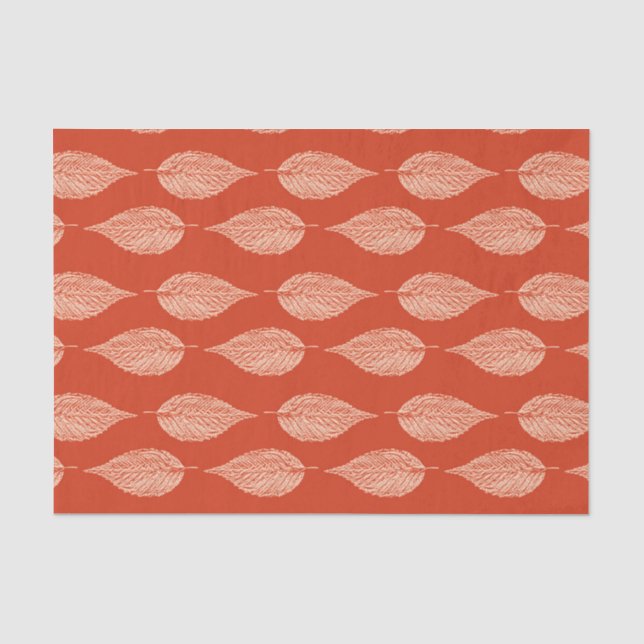 Beech Leaf Chalk Print, Mandarin Orange Tissue Paper (Front)