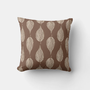 Beech Leaf Chalk Print, Taupe Tan and Cream Cushion