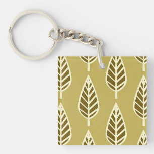 Beech leaf pattern - Camel tan and brown Key Ring