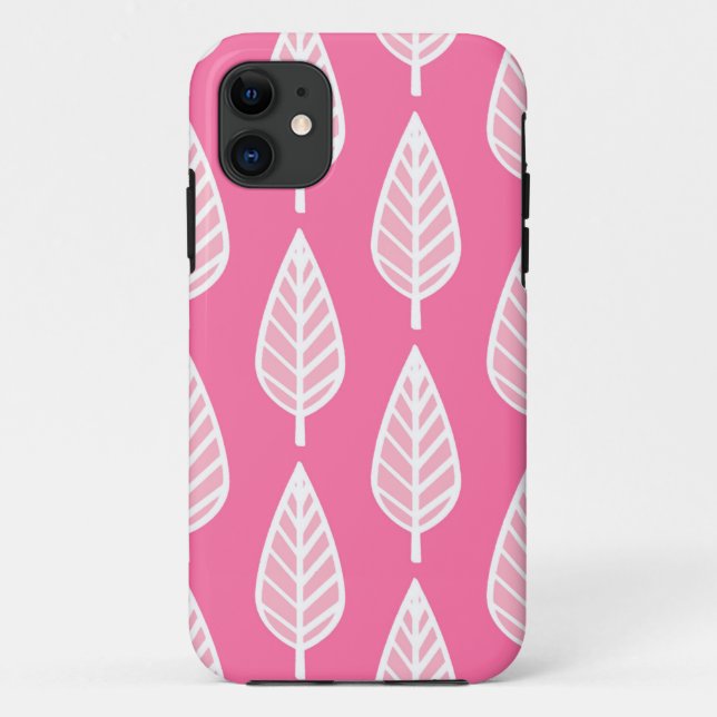 Beech leaf pattern - Florescent pink and white Case-Mate iPhone Case (Back)