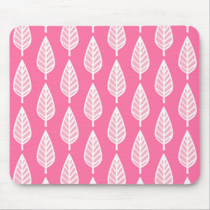 Beech leaf pattern - Florescent pink and white Mouse Pad