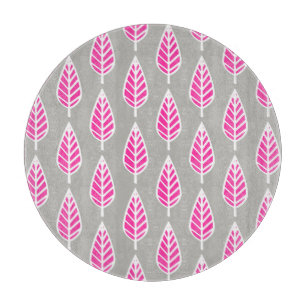 Beech leaf pattern - Fuchsia pink and silver Cutting Board