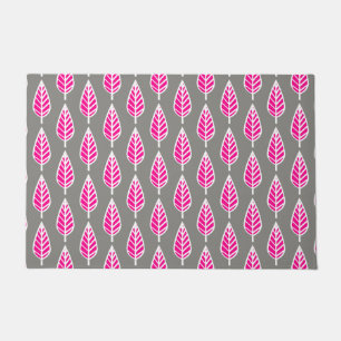 Beech Leaf Pattern, Fuchsia Pink and Silver Grey Doormat