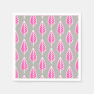 Beech leaf pattern - Fuchsia pink and silver Napkin