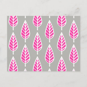 Beech leaf pattern - Fuchsia pink and silver Postcard
