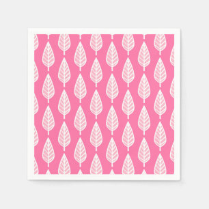 Beech leaf pattern - Hot pink and white Napkin