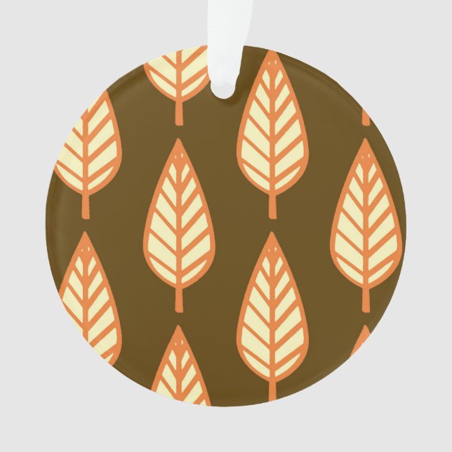 Beech leaf pattern - Orange and brown Ornament (Front)