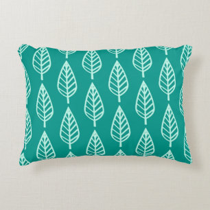 Beech leaf pattern - Peacock and aqua Decorative Cushion