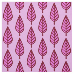 Beech leaf pattern - pink and burgundy fabric