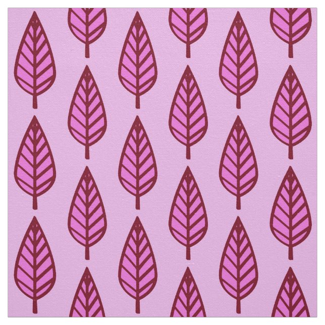 Beech leaf pattern - pink and burgundy fabric (Swatch)