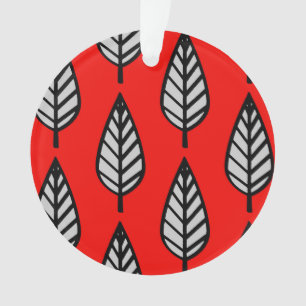 Beech leaf pattern - Red, black and grey / grey Ornament