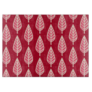 Beech leaf pattern - Ruby red and cream Cutting Board