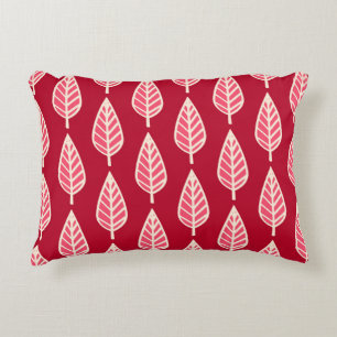 Beech leaf pattern - Ruby red and cream Decorative Cushion