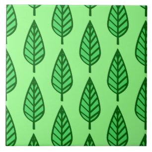 Beech Leaf Pattern, Shades of Green Ceramic Tile
