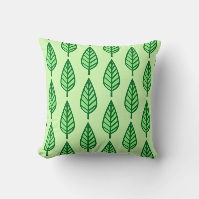 Beech leaf pattern - shades of green cushion (Front)