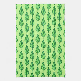 Beech leaf pattern - shades of green tea towel