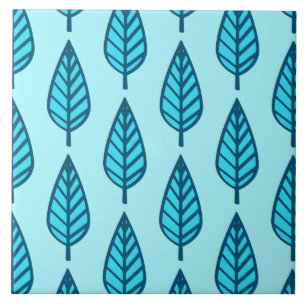 Beech leaf pattern - Shades of sky blue Ceramic Tile