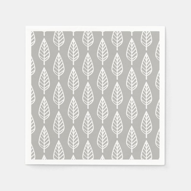 Beech leaf pattern - silver grey / grey and white napkin (Front)