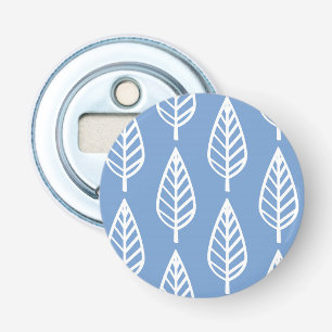 Beech leaf pattern - Sky blue and white Bottle Opener