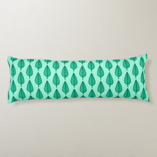 Beech leaf pattern - Turquoise and aqua Body Cushion