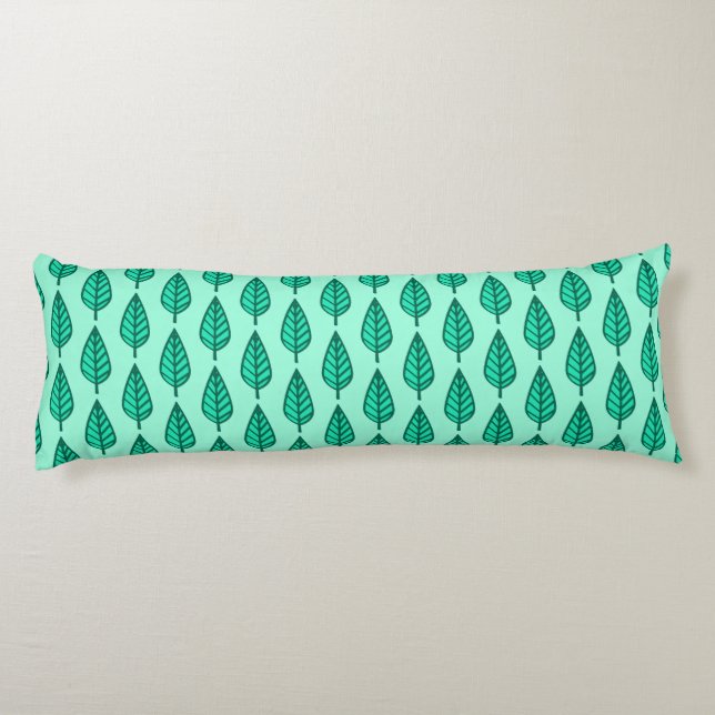 Beech leaf pattern - Turquoise and aqua Body Cushion (Back)