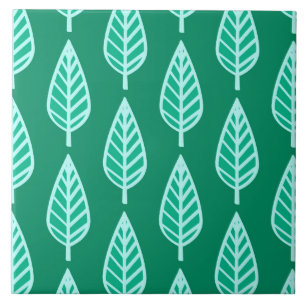 Beech Leaf Pattern, Turquoise and Aqua Ceramic Tile