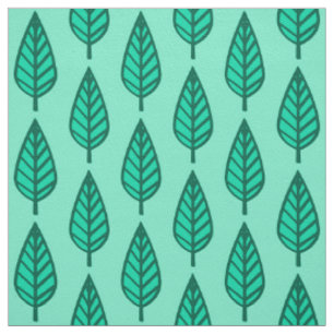 Beech leaf pattern - Turquoise and aqua Fabric