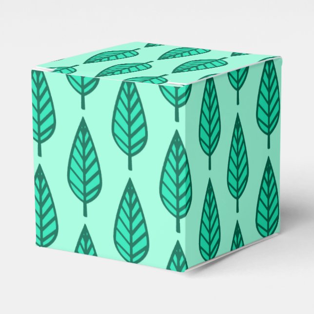 Beech leaf pattern - Turquoise and aqua Favour Box (Front Side)
