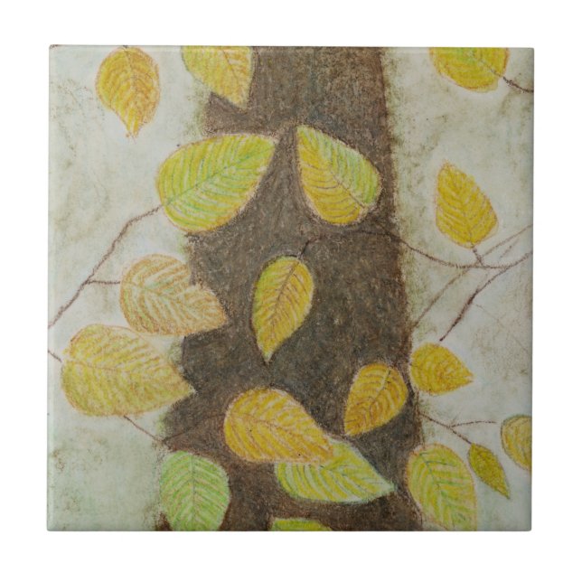 Beech Leaves Ceramic Tile (Front)