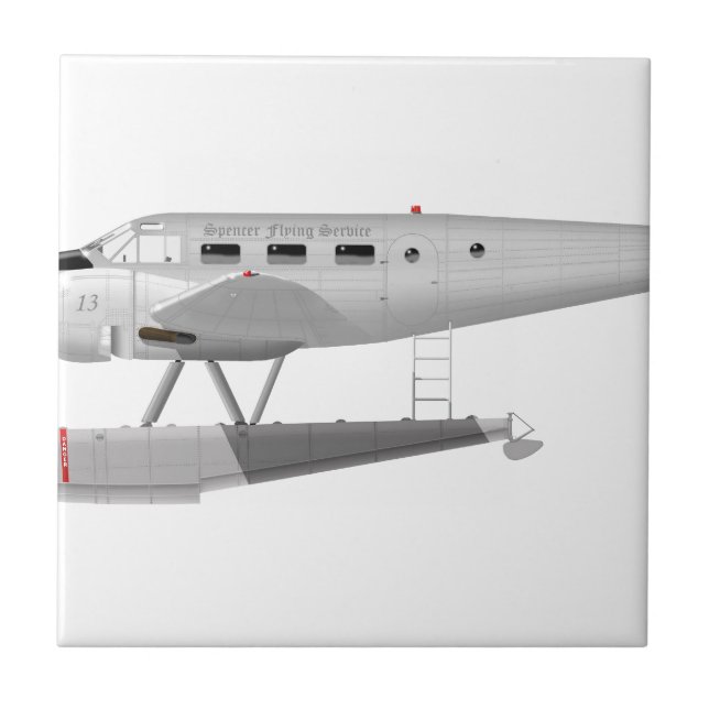 Beech Model 18 on Floats Ceramic Tile (Front)