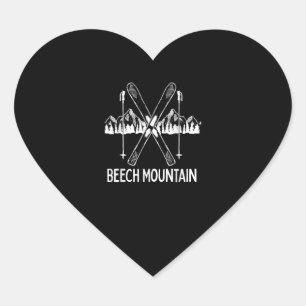 Beech Mountain North Carolina NC Retro Skiing Heart Sticker