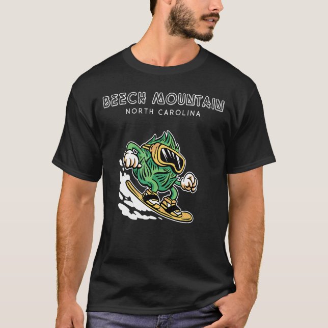 Beech Mountain North Carolina   Snowboarding Beer  T-Shirt (Front)