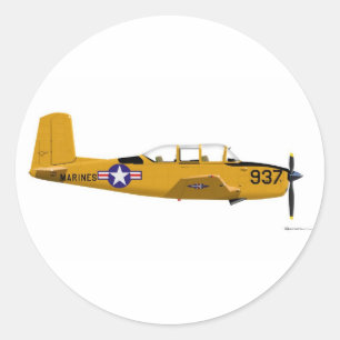 Beech T-34 Mentor Classic Round Sticker